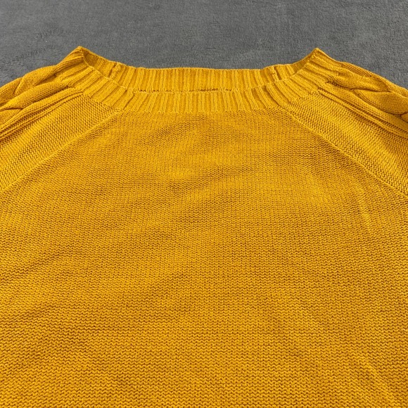 Hollister Cropped Sweater Womens XS Yellow‎ Cable Knit Crew Neck Casual - Picture 4 of 10